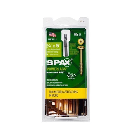 Spax SPAX PowerLags 1/4 in. in. X 5 in. L Star Washer Head Serrated Structural Screws 45810207012743